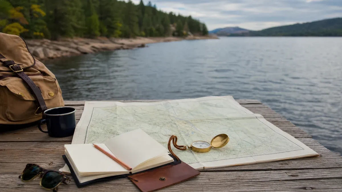 Travel Planning illustrated waterway scene